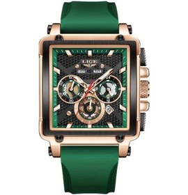 Resim Fochsia Lıge Erkek Spor Kare Yeşil Kadranlı Silikon Saat Aydınlatmalı Ve Tarihli Diğer 
