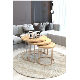 Resim Faymend Giant Lüks 3'lü Orta Sehpa Modern Cappuccino Atlantik Çam Cappuccino 