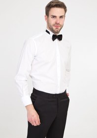 Resim Beyaz Ata Yaka Klasik Pamuk Gömlek 