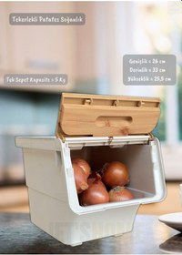 Resim 6 Lı Bambu Renk Tekerlekli Patateslik Soğanlık Oyuncak Kutusu Patates Soğan Sepeti Toplam 72 Lt Bambu-krem 