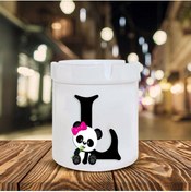 Resim Kumbara Hediyelik Panda Desenli S Harfi Baskılı Seramik Küllük 