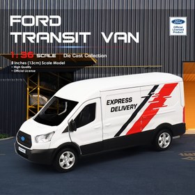 Resim RMZ CITY 1:36 Ölçekli Ford Transit Van Modeli - Geri Çekme Eylemli, Kapılar Açılır, Beyaz ve Mavi Renk Şemasıyla Gerçekçi Tasarım, Yüksek Kaliteli Koleksiyonluk Oyuncak Araba Çocuklar & Yetişkinler İçin, Doğum Günü Hediyesi, Oyuncağı 