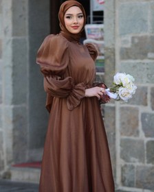 Resim BAHARYAMAÇLI Kadın Kahve Kayla Tesettür Abiye 