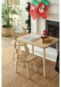 Resim The Deer 1 Masa + 2 Sandalye (Çocuklar için Yaz-Sil Montessori Aktivite ve Etkinlik Masa Sandalye Takımı) 