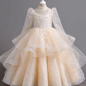 Resim Kız sunucu gece elbisesi piyano performansı uzun kollu şık zarif görünüm defile muhteşem dört mevsimlik, Küçük Kızlar İçin Prenses Akşam Elbisesi 