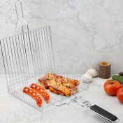 Resim Ekstra Büyük Paslanmaz Çelik Barbekü Izgara Sepeti - Katlanabilir & Ayrılabilir Kolay Saklama ve Temizlik için, Dış Mekan Güvenliği 