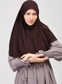 Resim manolyaşal islamic hijab Pratik Eşarp Peçeli-peçesiz Hazır Türban Sufle Kahverengi 