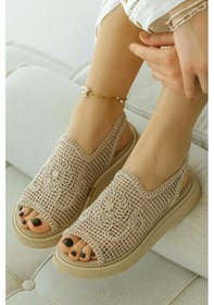Resim Modafrato Pwr-2000 Hasır Kadın Sandalet Hafif Örgü Yazlık Ayakkabı Rahat Taban 001 