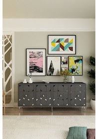 Resim Ka1803as Moka180 Konsol, Kahve Köşesi, Tv Sehpası Antrasit-sılver 180cm Antrasit-sılver 