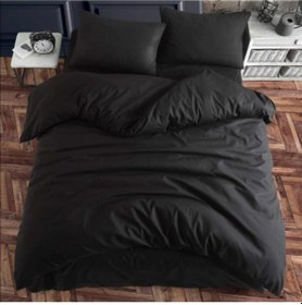 Resim Çift Kişilik Siyah Yorgan Kılıfı 2 Adet Yastık Kılıfı Siyah 