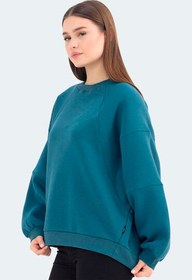 Resim Slazenger VIA Kadın Oversıze Petrol Sweatshirt 