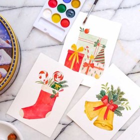 Resim Boyanabilir Kartpostal Seti - Yılbaşı - Üçlü Kartpostal 