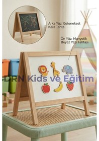 Resim Drnkidsveeğitim Drn Kids Ve Eğitim Çift Taraflı Manyetik Özellikli Küçük Boy Masa Üstü Yazı Tahtası Ahşap 