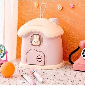 Resim Joyhub Sevimli Ev Şekilli Büyük Kapasiteli Çocuk Kumbarası Finans Eğitim Oyuncak Pembe 