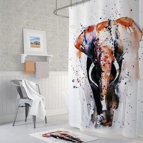 Resim Tropik Elephant Banyo Duş Perdesi Tek Kanat 1x180x200 