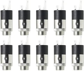 Resim 10 adet 3,5 mm Kulaklık Soketi PJ-392 Gümüş Dişi Kulaklık Stereo Jak Panel Montaj Konektörü 