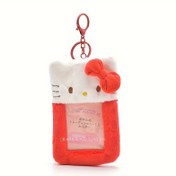 Resim Sanrio Peluş Kartlık - Sevimli Siyah Kedi Tasarımı, Yumuşak Çizgi Film Anime Öğrenci Yemek ve Geçiş Koruma Kılıfı 