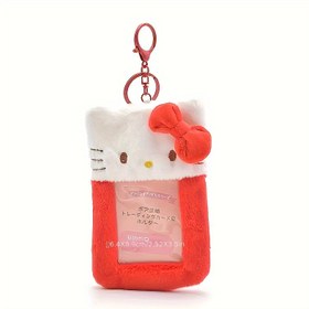 Resim Sanrio Peluş Kartlık - Sevimli Siyah Kedi Tasarımı, Yumuşak Çizgi Film Anime Öğrenci Yemek ve Geçiş Koruma Kılıfı 