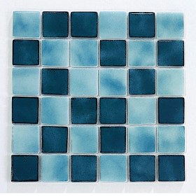 Resim MozaiKristaL Havuz, Banyo, Sauna, Spa, ve Yaşam Alanlarının Tüm Yüzeyleri Için. 50X50MM Turkuaz Mix. 31.5X31.5 Cm. Fileli Cam Mozaik. ( 1 M2 Fiyatıdır ) 