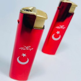 Resim Hunter Türk Bayraklı Kırmızı Metal Kasa Çakmak Pürmüzlü 