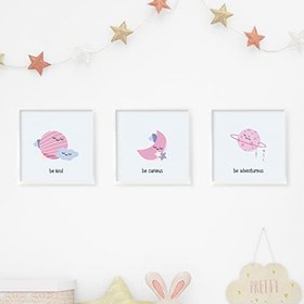 Resim Bebek Odasına Özel Minimal Tasarımlı Çerçeve 3'lü 20x20 cm 