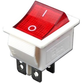 Resim Ic-104B Geniş Işıklı Anahtar On-Off 4P Kırmızı - Beyaz Kasa 1 Adet 