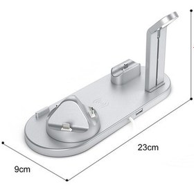 Resim Fortunelane 4'lü Kablosuz Şarj Docksı Siyah - Telefon, Saat, Kulaklık İçin Çoklu Aygıt Şarj İstasyonu 10w Hızlı Şarj, Q-cesteği 