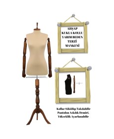 Resim 38 Beden Ahşap Kollu Terzi Mankeni Vitrin Mankeni Cansız Manken İğne Batmaz 1269 