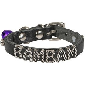 Resim Cattie İsimlikli Deri Kedi Boyun Tasması S 1x18 - 22CM Siyah 