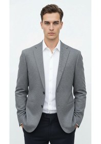 Resim Plus Scorpion Erkek Esnek Kumaş Slim Fit Blazer Ceket Günlük & Ofis Şıklığı Füme 