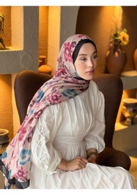 Resim Moda Kaşmir Fiori Desen Lina Şal Siyah Vizon 