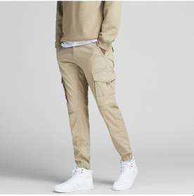 Resim Jack & Jones Paul Flake 542 Kargo Pantolon 12193754 Crockery Açık Krem 