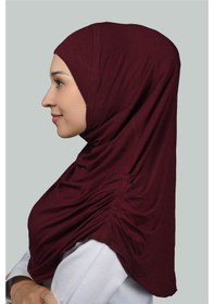 Resim Altobeh Hazır Türban Büzgülü Pileli Pratik Eşarp Tesettür Hijab - Namaz Örtüsü - Bordo 