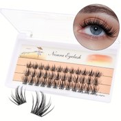 Resim Başlangıçlar İçin 36 Küme DIY Sahte Kirpik, Karışık Uzunluk 10-16mm Kendinden Yapışkanlı Kıvrık Tek Kümeli Sahte Kirpik Seti 