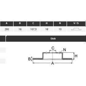 Resim YAVUZSAN 13342 Fren Diski Arka Transit V347 06- Önden Ve Arkadan Çekıslı 280×16×107,5 1 Bijon 