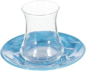 Resim Lal Renkli Tabaklı 12'li Çay Seti 