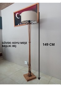 Resim Ahşap Lambader Köşe Lambası 