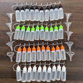 Resim 30/40/50-Paket Hassas Uçlu Sıvı Şişeler, 0.34oz, Çeşitli Renkler ile Mini Huni, Yapıştırıcı, Mürekkep, Akrilik Boyalar için Uygun - Dayanıklı Plastik, DIY El Sanatları ve Sanat Projeleri için İdeal 