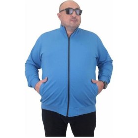 Resim Starbattal Büyük Beden Basic Mevsimlik Fermuarlı Sweatshirt 22750 Saks-Saks Saks Mavi 