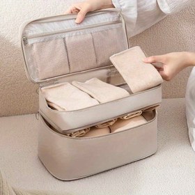 Resim 4 renk seçeneği, taşınabilir çift katmanlı iç çamaşırı ve çorap organizatör çantası – geniş kapasiteli, çok amaçlı seyahat kıyafet depolama çözümü ile hayatınızı düzenli ve konforlu tutun 