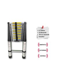 Resim Endokon 470 Cm. - 16 Basamaklı Teleskopik Alüminyum Merdiven - I Tipi Uzayan Merdiven 