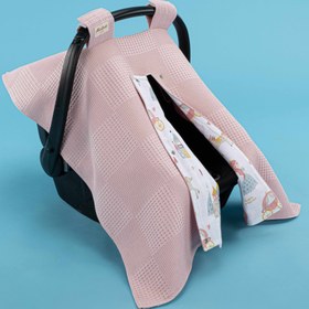 Resim Puset Örtüsü - Çift Taraflı - Gül Kurusu Waffle - Sindirella 