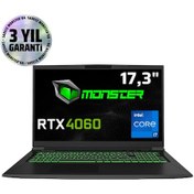 Resim Monster Tulpar T7 V20.8 i7-12700H 16 GB 500 GB SSD 8 GB RTX4060 17.3" Free Dos FHD Dizüstü Bilgisayar 