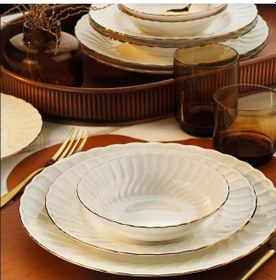 Resim Kütahya Porselen Bone Lilyum Bakır File 24 Parça Yemek Takımı 