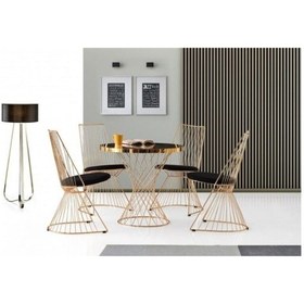 Resim Viento Mobilya Avvio Latte 4 Kişilik Gold Masa Takımı Gold 