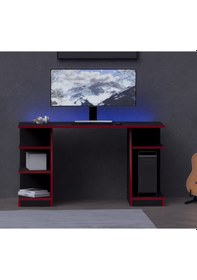 Resim Kronos Oyuncu Masası - Bilgisayar Masası - Gamer Masası - 59x136 Cm Afm181 Siyah - Kırmızı 