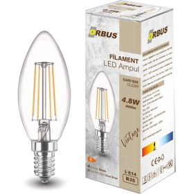 Resim Orbus Dekoratif Rustik Mum Ampul E-14 Şeffaf 4 W 