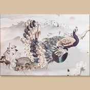 Resim Q-Art Dekoratif Gold Peafowl Kanvas Tablo - 90x60 cm 