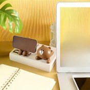 Resim 1 adet Su Geçirmez Plastik Telefon Standı - Sevimli Teddy Bear Tasarımı, Çok Fonksiyonlu Masaüstü Standı Ev ve Ofis Kullanımı İçin, Tatiller, Noel ve Doğum Günü Hediyeleri İçin İdeal, Ofis Masa Aksesuarı | Eğlenceli Tasarım | Dayanıklı Plastik Stand, Telefon Tutucu 