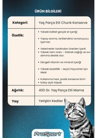 Resim Prosport Chunk Somonlu 24'lü Yetişkin Kedi Konserve Yaş Mama 400 Gr 24 